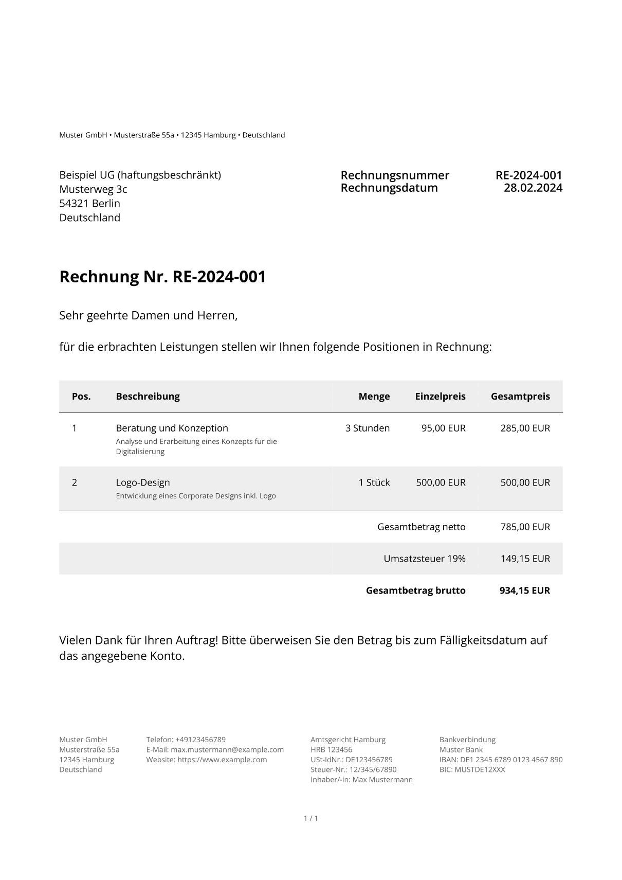 RechnungsAPI ZUGFeRD PDF